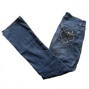 Y2K Lei Ashley Low Rise Jeans Slim Bootcut Regular Embellished Junior's Size 7